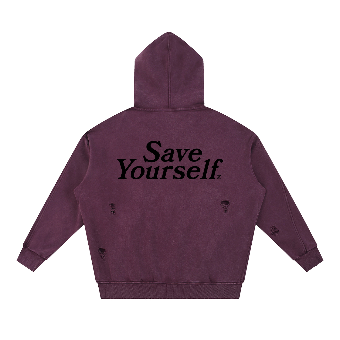 NØUS-Society,Save-Yourself,Distressed-Hoodie,Acid-Washed,Oversized-fit,Year-Zero-Collection,2026-Collection,Spring-Sumer,Fall-Winter