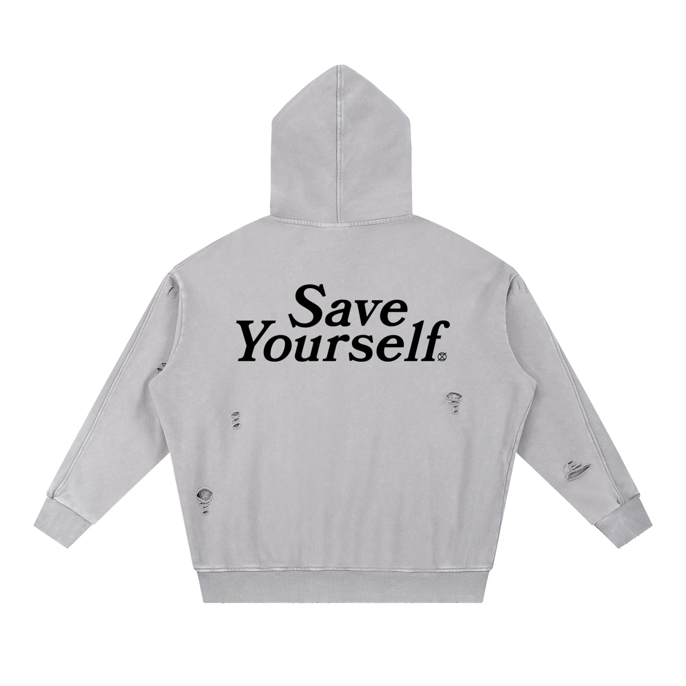 NØUS-Society,Save-Yourself,Distressed-Hoodie,Acid-Washed,Oversized-fit,Year-Zero-Collection,2026-Collection,Spring-Sumer,Fall-Winter
