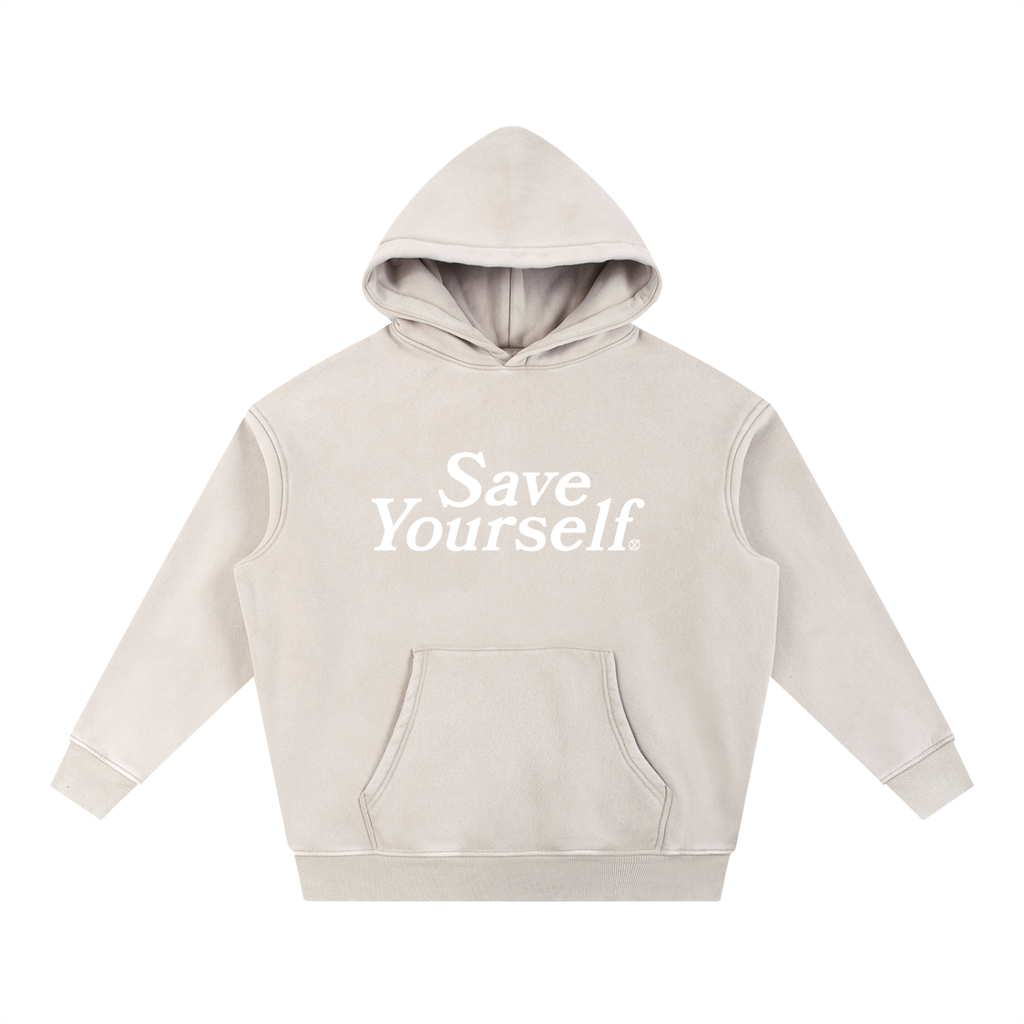 Save-Yourself,Oversized-Hoodie,Snow-Washed,NØUS-Society,2026-Collection,Year-Zero-Collection,Mild-Apricot,Fleece-Hoodie