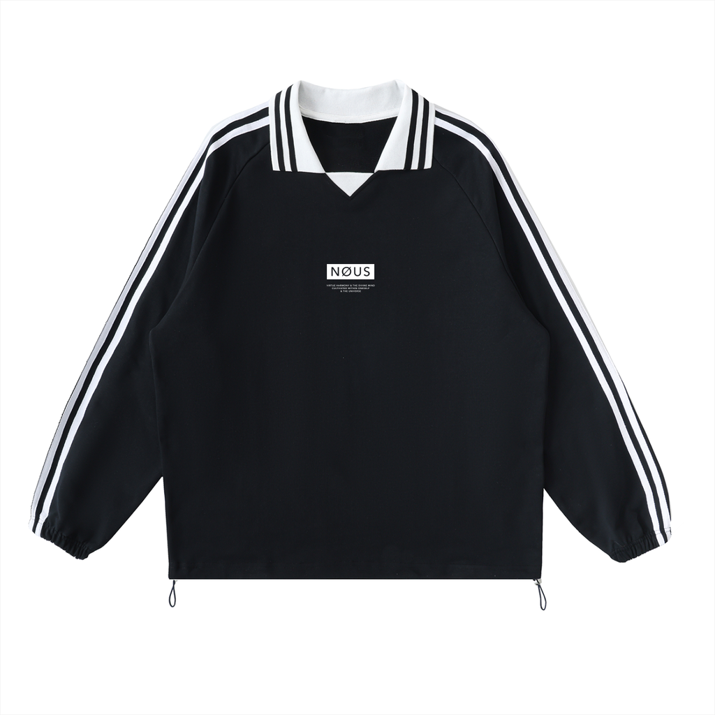 ICØN - Striped Lapel Collar Sweatshirt