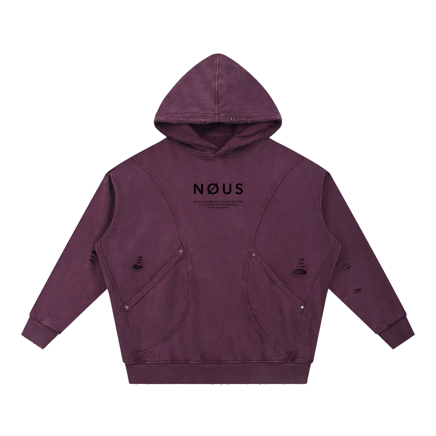 NØUS-Society,Save-Yourself,Distressed-Hoodie,Acid-Washed,Oversized-fit,Year-Zero-Collection,2026-Collection,Spring-Sumer,Fall-Winter