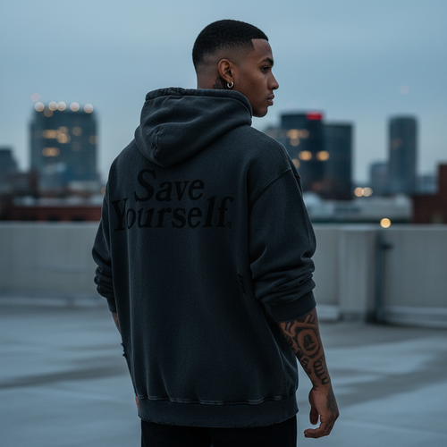 ICØN - Save Yourself - Distressed Panel Pocket Hoodie