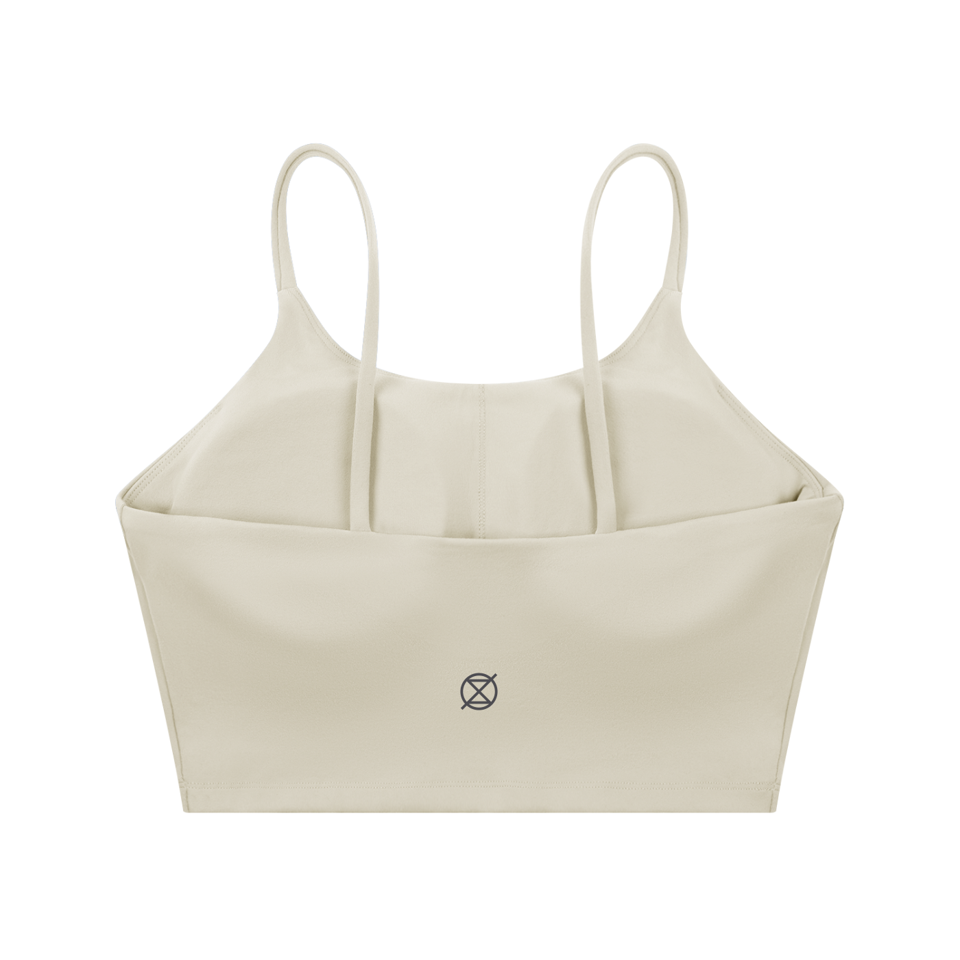 Beige crop top with thin straps on a white background