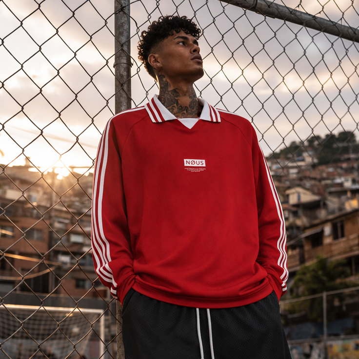 ICØN - Striped Lapel Collar Sweatshirt