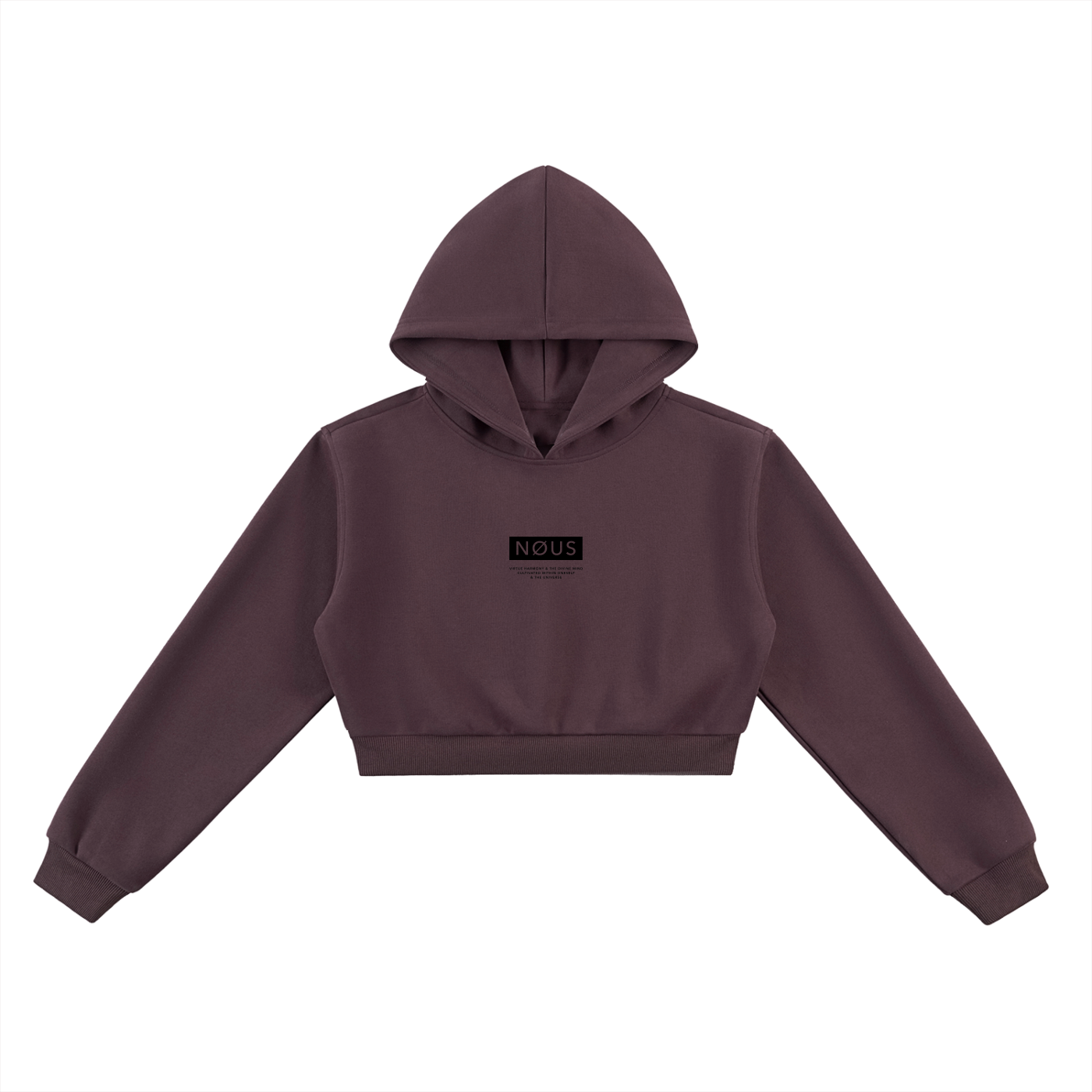 Brown hoodie with a small logo on a white background