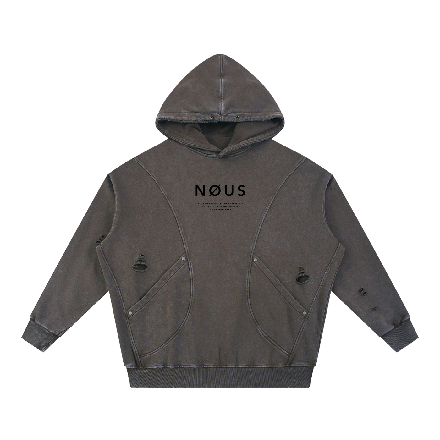 NØUS-Society,Save-Yourself,Distressed-Hoodie,Acid-Washed,Oversized-fit,Year-Zero-Collection,2026-Collection,Spring-Sumer,Fall-Winter