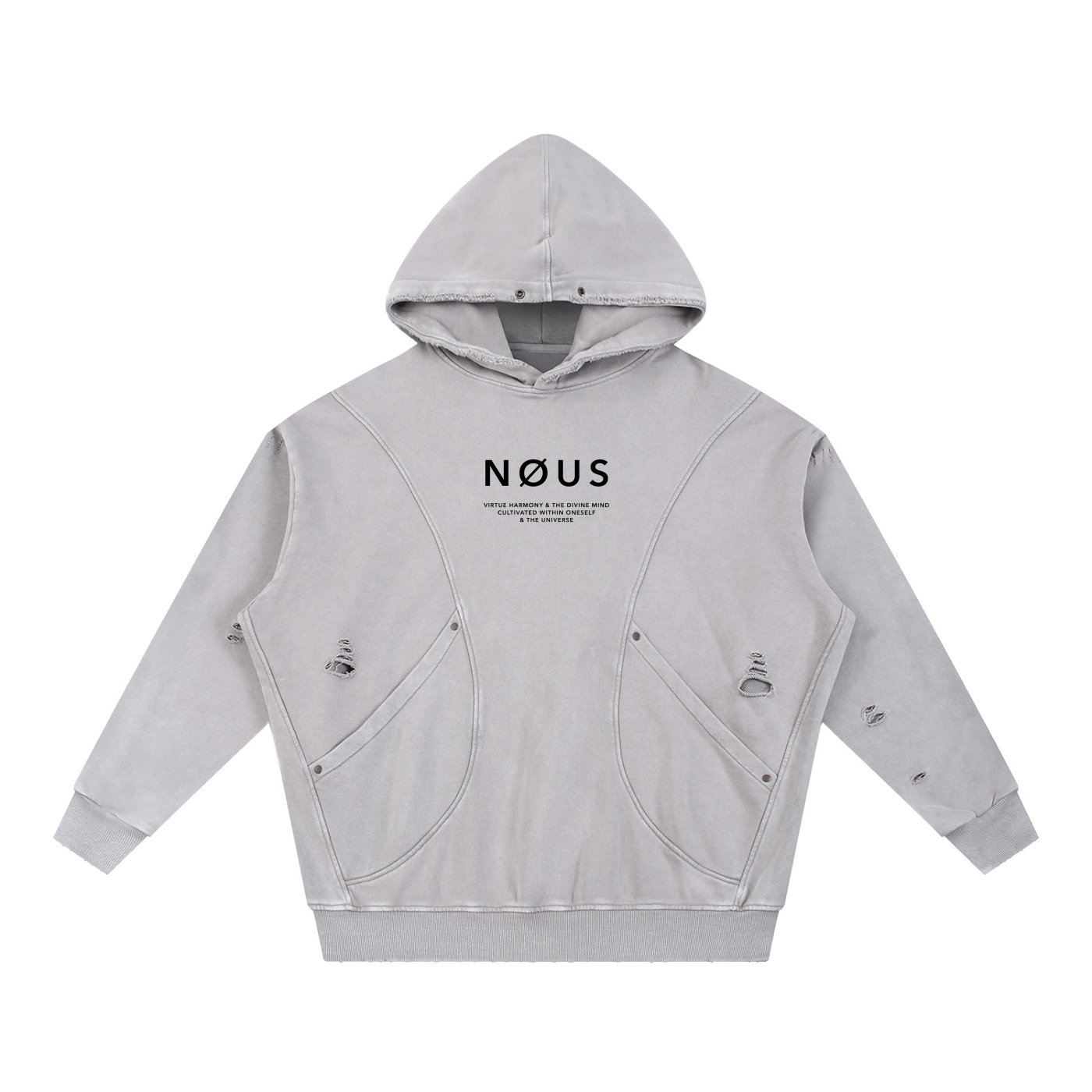 NØUS-Society,Save-Yourself,Distressed-Hoodie,Acid-Washed,Oversized-fit,Year-Zero-Collection,2026-Collection,Spring-Sumer,Fall-Winter