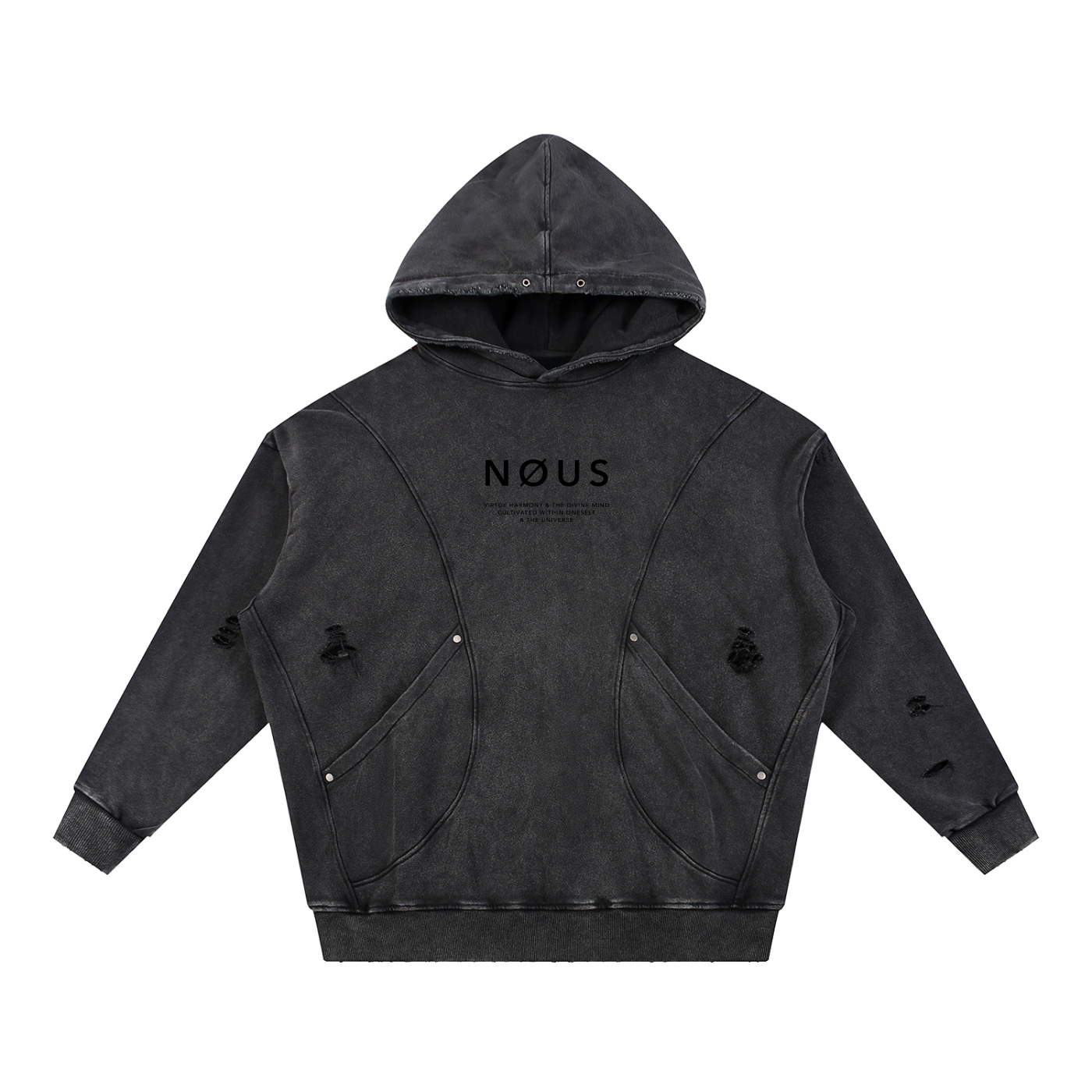 NØUS-Society,Save-Yourself,Distressed-Hoodie,Acid-Washed,Oversized-fit,Year-Zero-Collection,2026-Collection,Spring-Sumer,Fall-Winter
