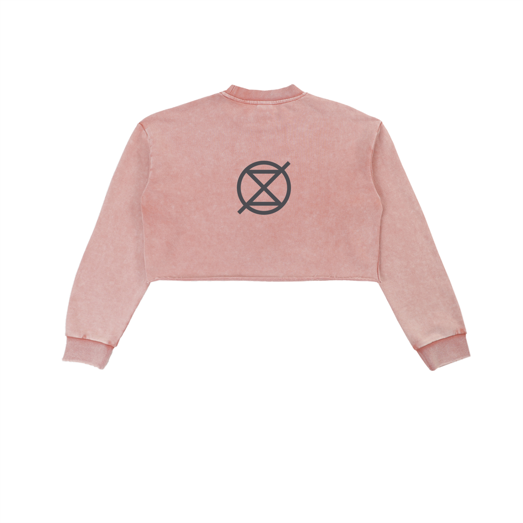 Save Yourself ICØN - Women's Acid Washed Cropped Sweatshirt